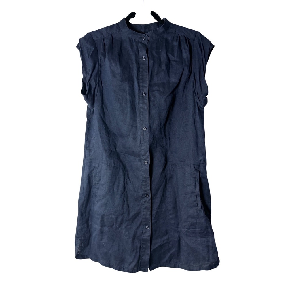 MAX&Co Linen Sleeveless Shirt Dress Navy Blue Size 8